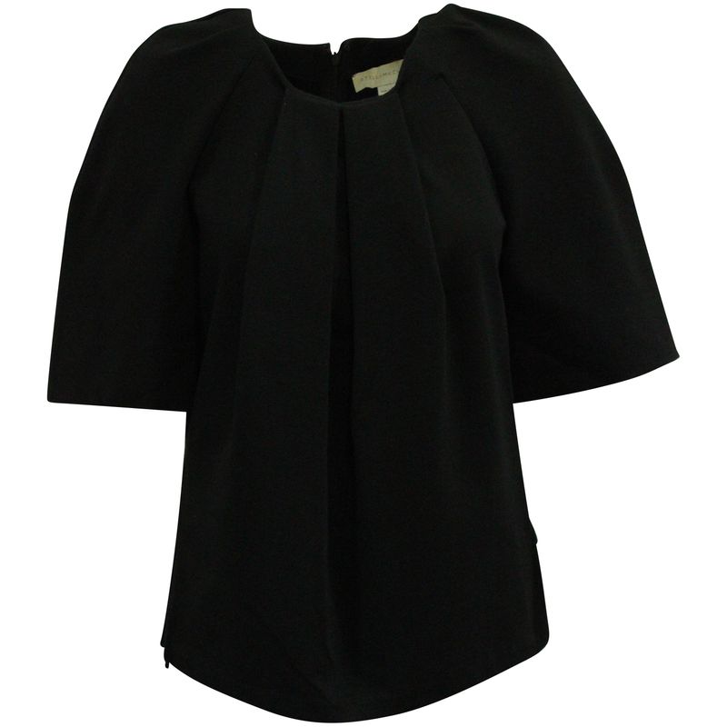 Stella Mccartney Pleated Neckline Top In Black Cotton